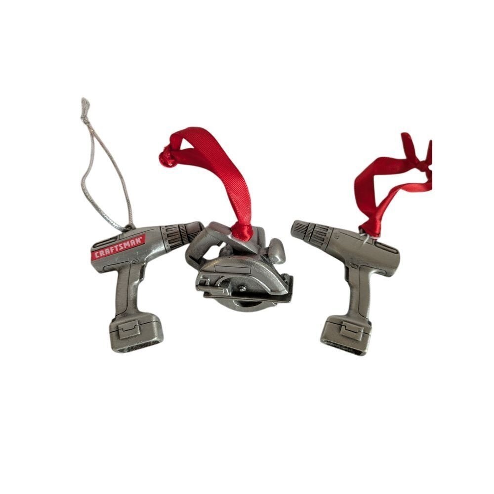 Craftsman 3 Power Tools Christmas Tree Ornaments Set Drill Saw Guy Gift